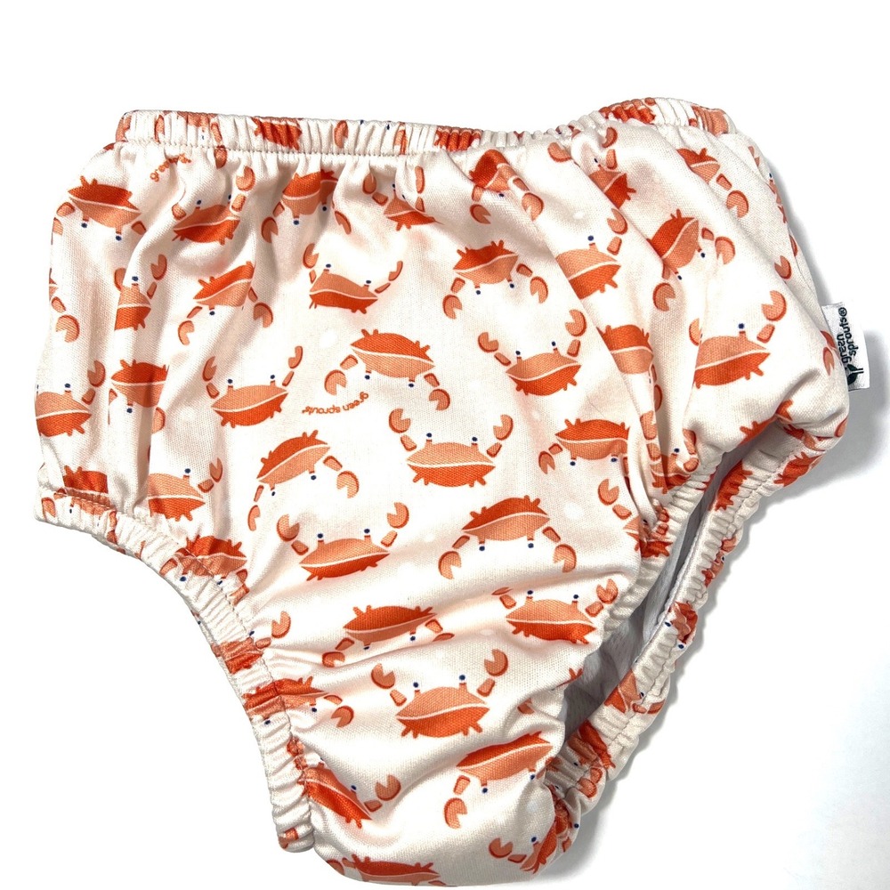 Green Sprouts Reusable Swim Diaper 3T Orange Crab Print Nautical Beach Pool‎ EUC